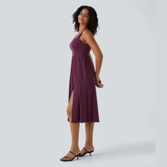 NWT HALARA Padded Midi Casual Dress in fig size large - Picture 3 of 11